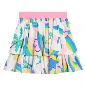NEW BILLIEBLUSH girls allover rainbow print percale skirt in multi